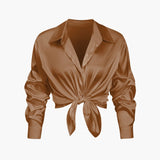 Florentine | Elegante Langarm-Bluse aus seidigem Satin