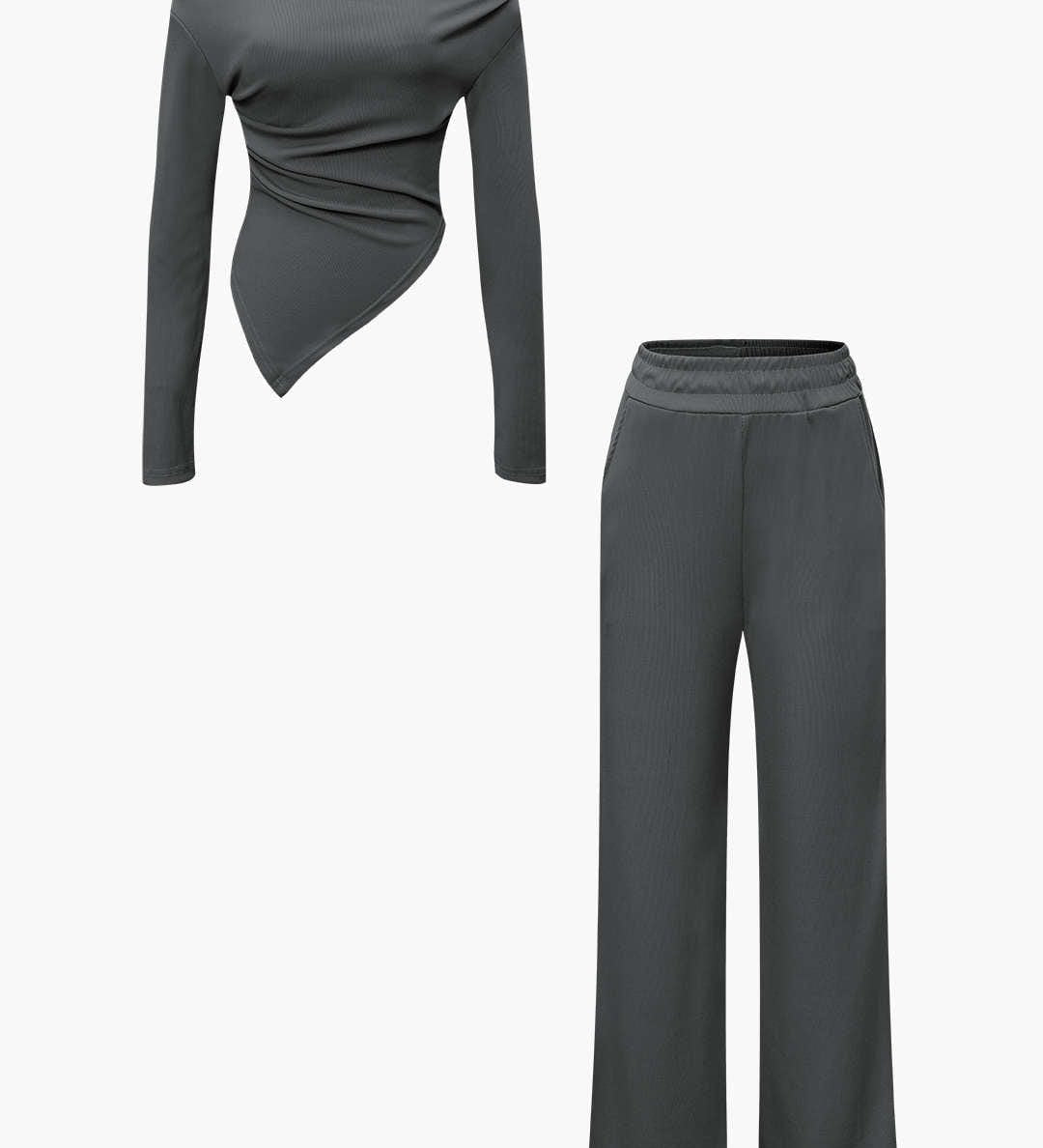 Daniela | Elegantes Zweiteiler-Set mit Asymmetrischem Oberteil & Weiten Hosen
