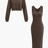 Julia | Lässiges Zweiteiler-Set mit Hoodie & Midi-Kleid