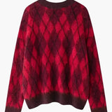 Zelda | Vintage Rot Argyle Muster Pullover stricken