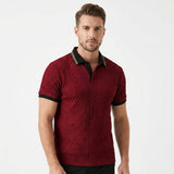 Herren Struktur Poloshirt mit Kontrastkragen
