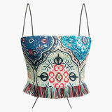 Greta | Verspieltes Zweiteiler-Set mit Boho-Print & Fransen