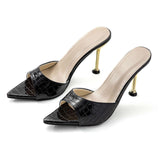 Isabelle | Luxus Schwarze Croc-Embossed Mule Heels – Elegant & Stilvoll