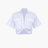 Janice | Stylisches Kurzarm Crop Shirt mit kragen