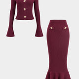 Atasha | Elegantes Strick-Zweiteiler-Set mit Volant-Rock