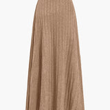 Gerlinde | Weit schwingender Strick-Midirock mit Plissee-Falten und elastischem Bund