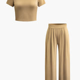 Luna | Elegantes Zweiteiler-Set mit Crop-Top & Palazzo-Hose