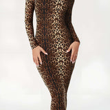 Leona | Elegantes Leopard-Print Midikleid – Wild & Stilvoll