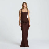 Damen Maxikleid mit Trägern und Geradem Schnitt