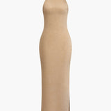 Luisa | Glitzerndes rückenfreies Neckholder-Abendkleid - glamouröse Verführung