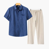 Lincoln | Old Money Herren Leinen-Set mit Kurzarmhemd & Sommerhose