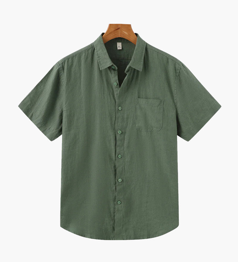 Isaiah | Sommer Kurzarm Herren-Leinenhemd mit Brusttasche