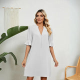 Isadee | Bequemes Kleid Mit V-Ausschnitt Zendoo.de