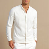 Klassisches Stehkragen-Hemd in Weiß