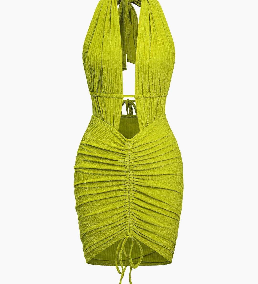 Maya | Sexy Backless Halter Minikleid mit Raffungen – Sommerliches Party-Kleid für heiße Nächte