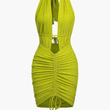 Maya | Sexy Backless Halter Minikleid mit Raffungen – Sommerliches Party-Kleid für heiße Nächte