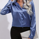 Irene | Elegantes Satin-Hemd mit langen Ärmeln für Damen