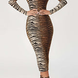 Leona | Elegantes Leopard-Print Midikleid – Wild & Stilvoll