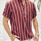 Samuel | Kurzarm-Henley-Sommerhemd mit Streifenmuster