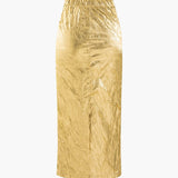 Elfriede | Glänzender Metallic-Midirock mit Crinkle-Effekt und elastischem Bund