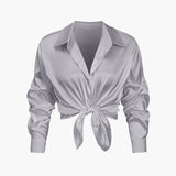 Florentine | Elegante Langarm-Bluse aus seidigem Satin