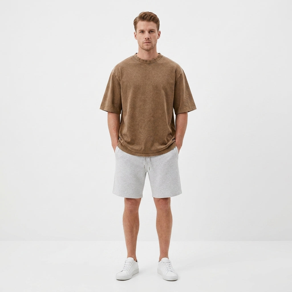 Herren Rundhals T-Shirt aus Strickstoff