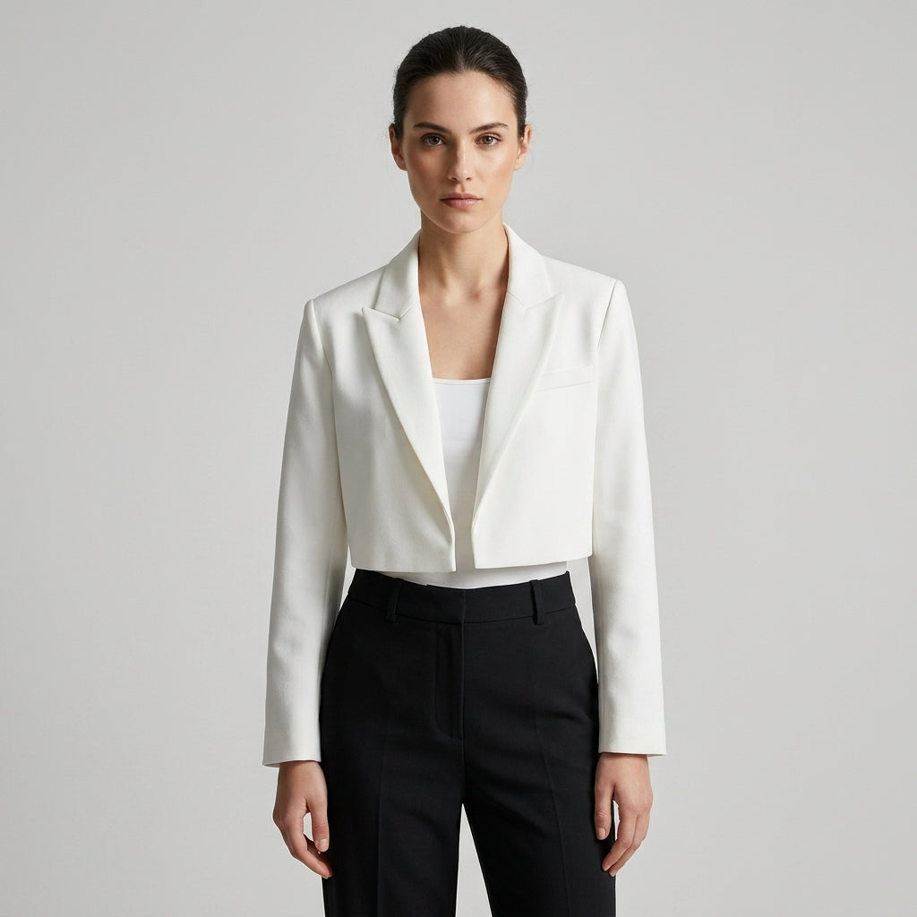 Damen Cropped Blazer mit Reverskragen