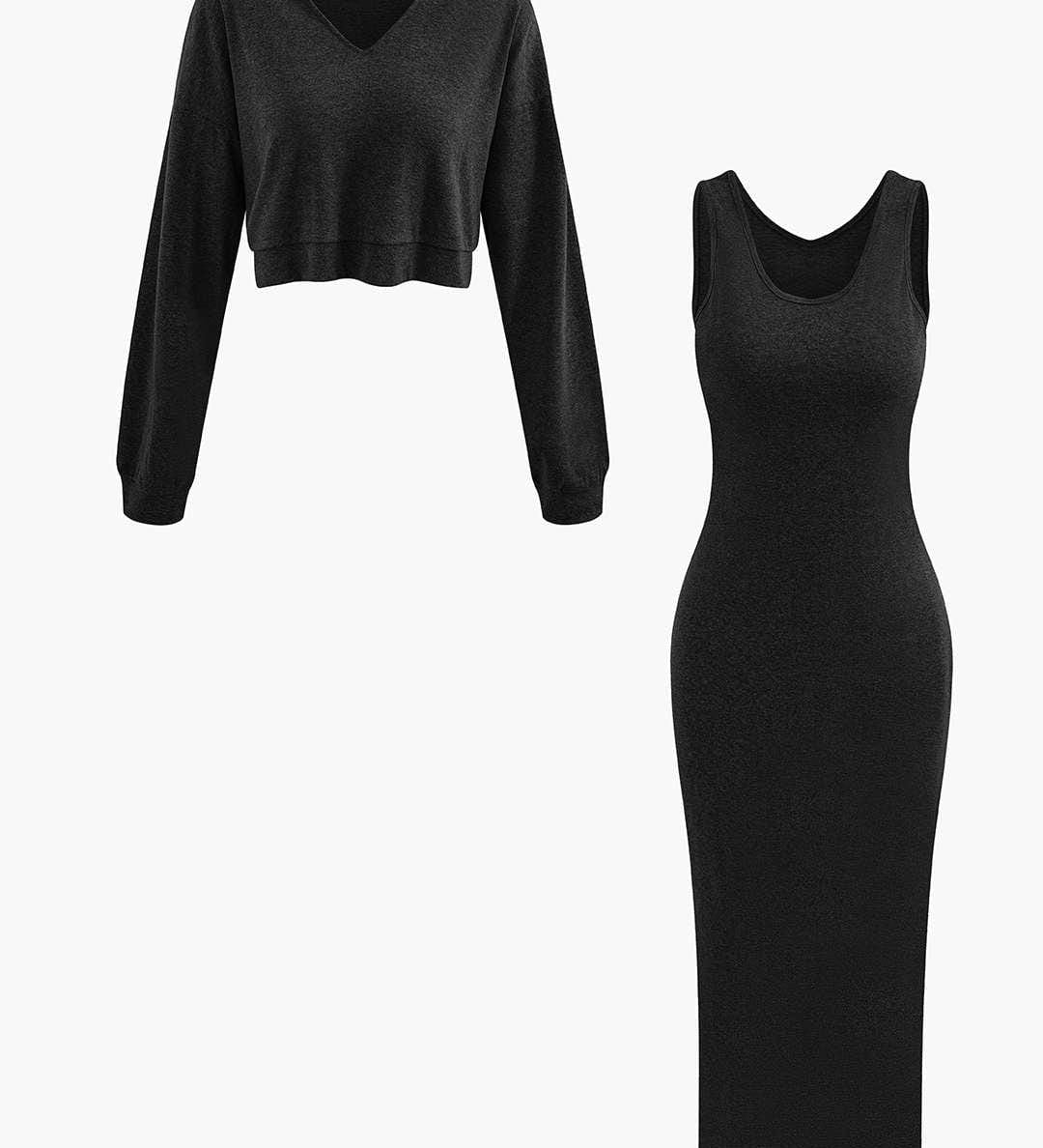 Julia | Lässiges Zweiteiler-Set mit Hoodie & Midi-Kleid