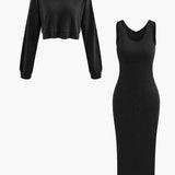 Julia | Lässiges Zweiteiler-Set mit Hoodie & Midi-Kleid