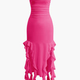 Sofia | Elegantes Bandeau-Maxikleid mit Volant-Details – Zeitlose Raffinesse