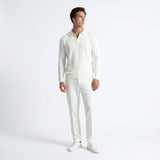 Herren Strick Poloshirt mit Langarm und Rippmuster