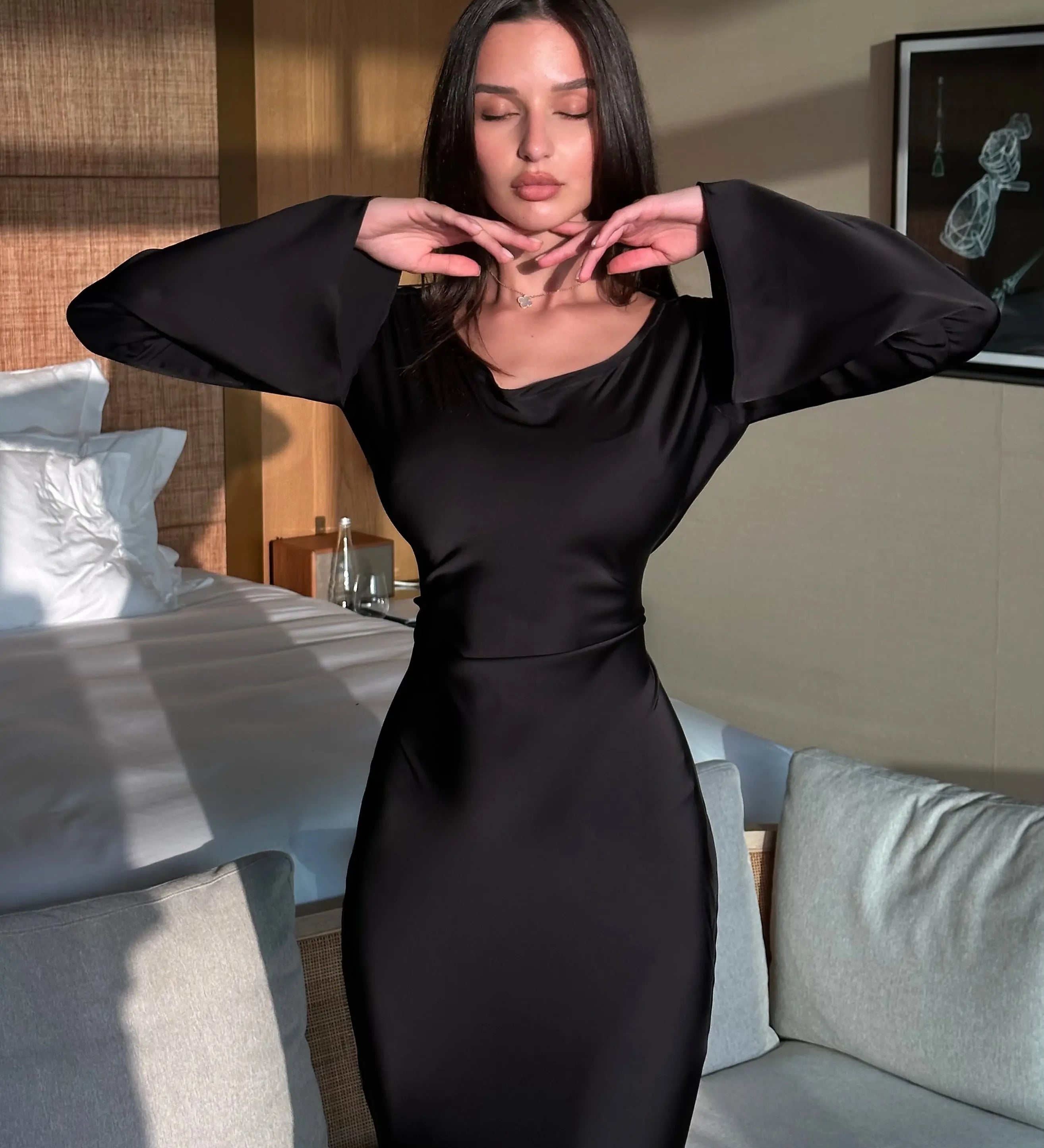 Sophie | Langärmliges Maxikleid – Fließender Schnitt für Eleganz und Komfort Zendoo.de