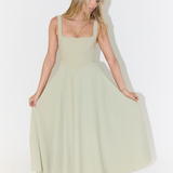 Bella | Elegantes Maxikleid A-Linie mit breiten Trägern – Schwarz, Weiß, Mintgrün