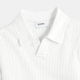 Herren Strick Poloshirt mit Langarm und Rippmuster