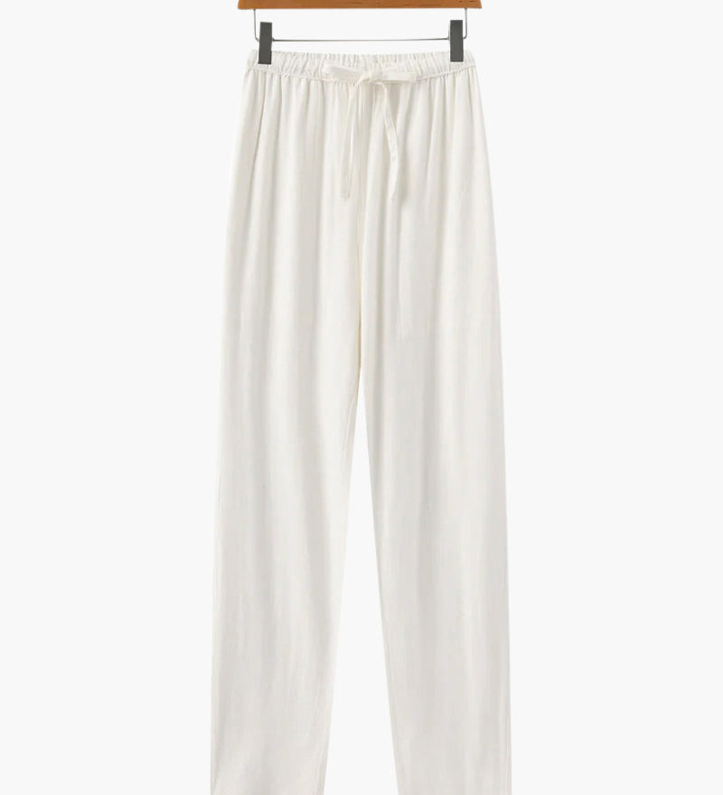 Adrian | Leichte Slim Fit Herren Sommer Leinenhose mit Kordelzug