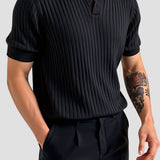 Geripptes Herren-Poloshirt mit kurzen Ärmeln – Elegant & Zeitlos