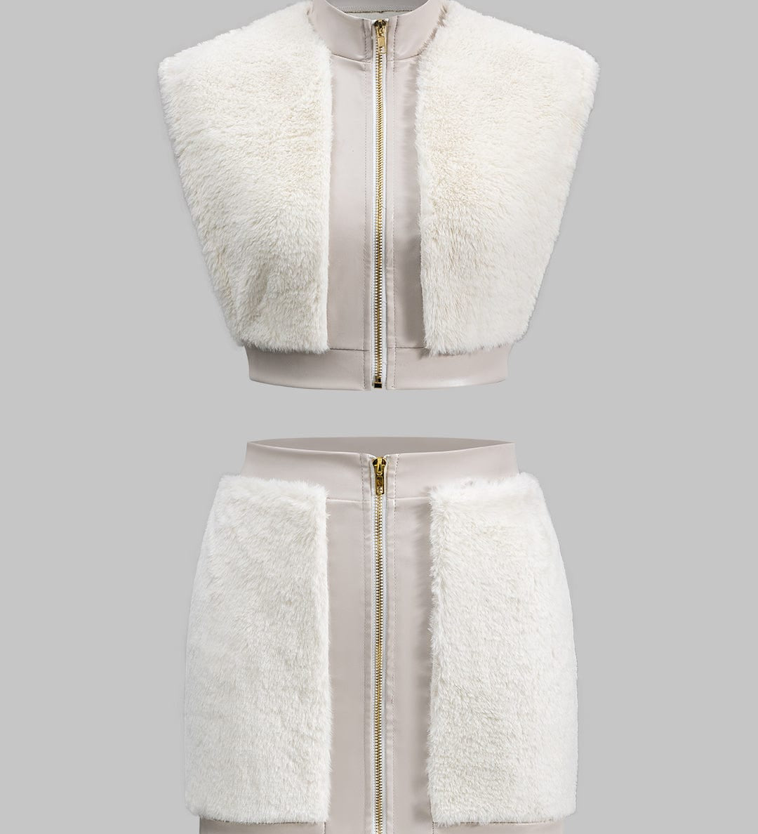 Antonia | Kunstleder-Set mit Kunstpelz-Details