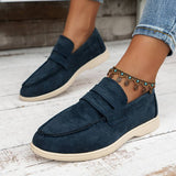 Casual Loafer in Dunkelblauer und Beiger Veloursleder-Optik