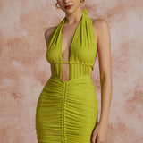 Maya | Sexy Backless Halter Minikleid mit Raffungen – Sommerliches Party-Kleid für heiße Nächte