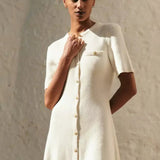 Elegantes Minikleid mit kurzen Ärmeln und Knopfleiste für Damen