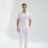 Herren Strick Poloshirt mit Rippstruktur