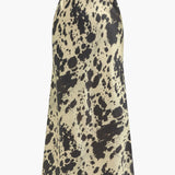 Erna | Fließender Midirock aus Satin mit hoher Taille und auffälligem Kuhfellmuster