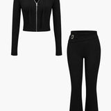 Ava | Strick-Set mit Kapuzenjacke & Schlaghose