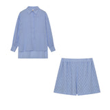 Leichter Zweiteiler aus Baumwollmix – Oversize Bluse & Shorts für Damen