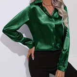 Irene | Elegantes Satin-Hemd mit langen Ärmeln für Damen