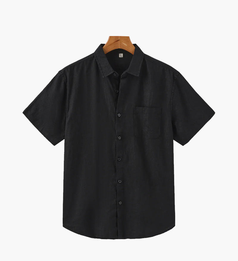 Isaiah | Sommer Kurzarm Herren-Leinenhemd mit Brusttasche