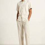 Killian | Beige Herren-Hose mit elastischem Bund und Knopfverschluss