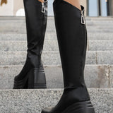 Robine | Schwarze kniehohe Plateau-Stiefel – Stilvoll & Bequem