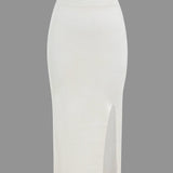 Lara | Zweiteiler-Set mit Oversized-Pullover & Schlitzrock