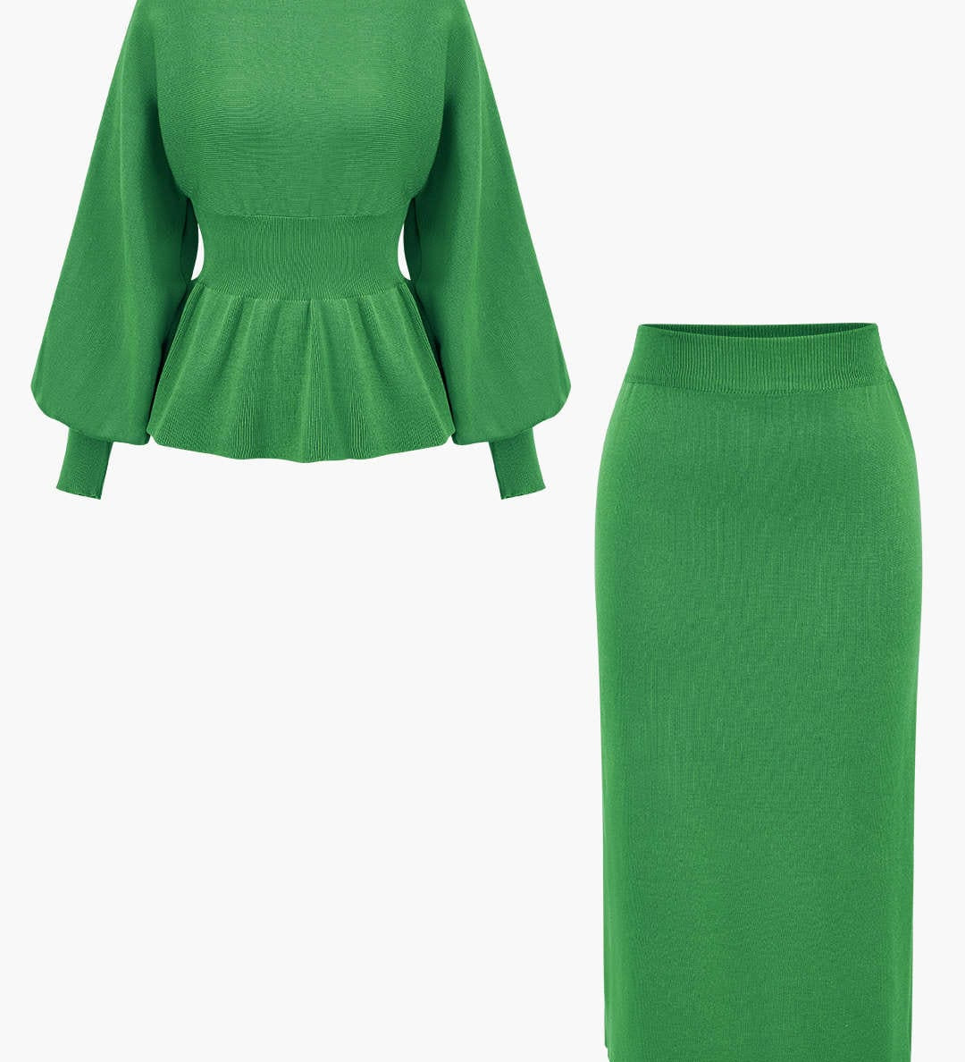 Amelie | Elegantes Strick-Set mit Peplum-Top & Bleistiftrock